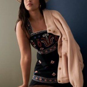 Anthropologie Embroidered Midi Dress Size 14